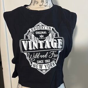 Black Vintage Graphic Tank Top
